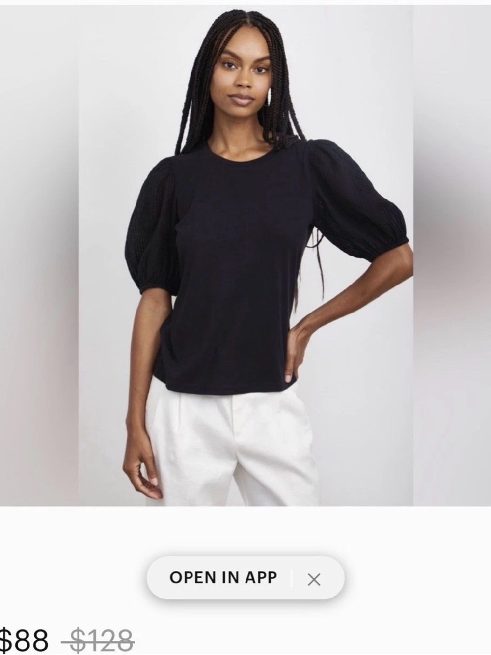 Rails Black Puff Sleeve Short-Sleeve Tee